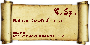 Matias Szofrónia névjegykártya